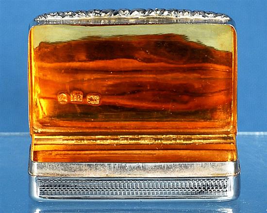 A George IV engine turned silver snuff box, Length 68mm Weight 2oz/63grms